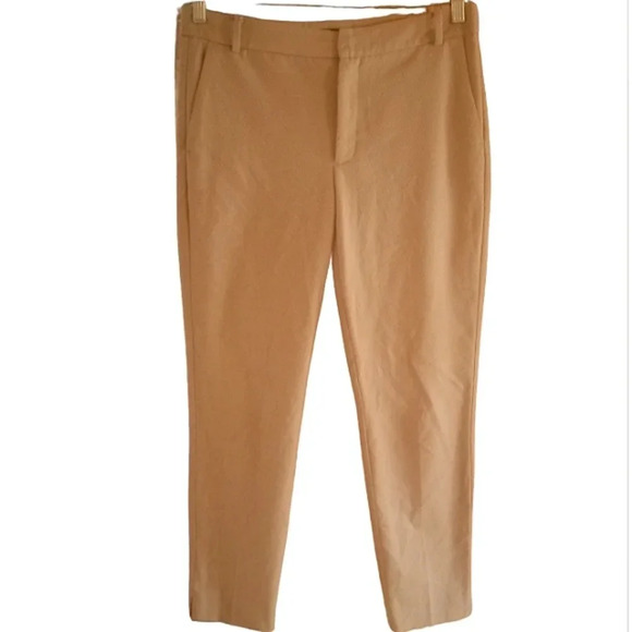 Zara Basic Collection Taupe‎ Textured Trousers Slim Leg Zip Fly Size 6 - Picture 1 of 6